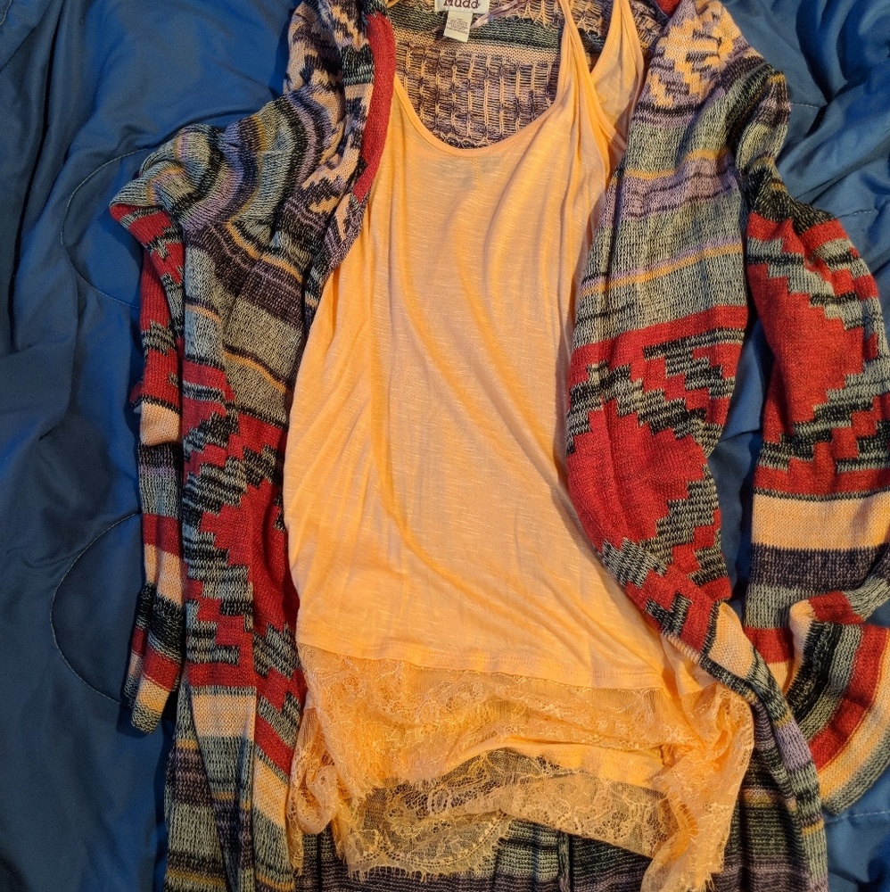 Tank top and cardigan